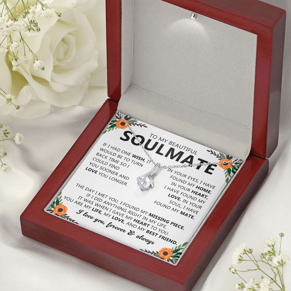 Soulmate Drop Pendant Necklace with Love Card