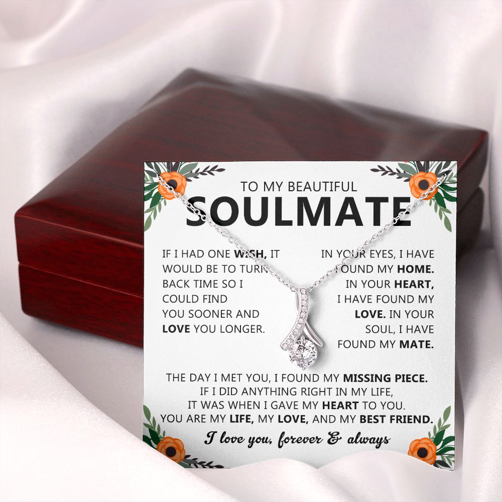 Soulmate Drop Pendant Necklace with Love Card