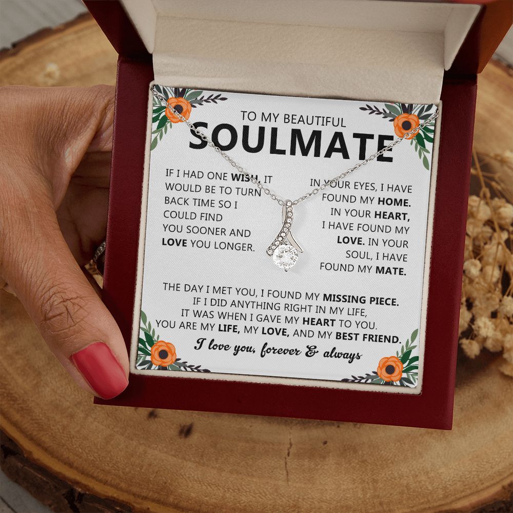 To My Beautiful Soulmate Necklace Gift for Her with Message Card and Box