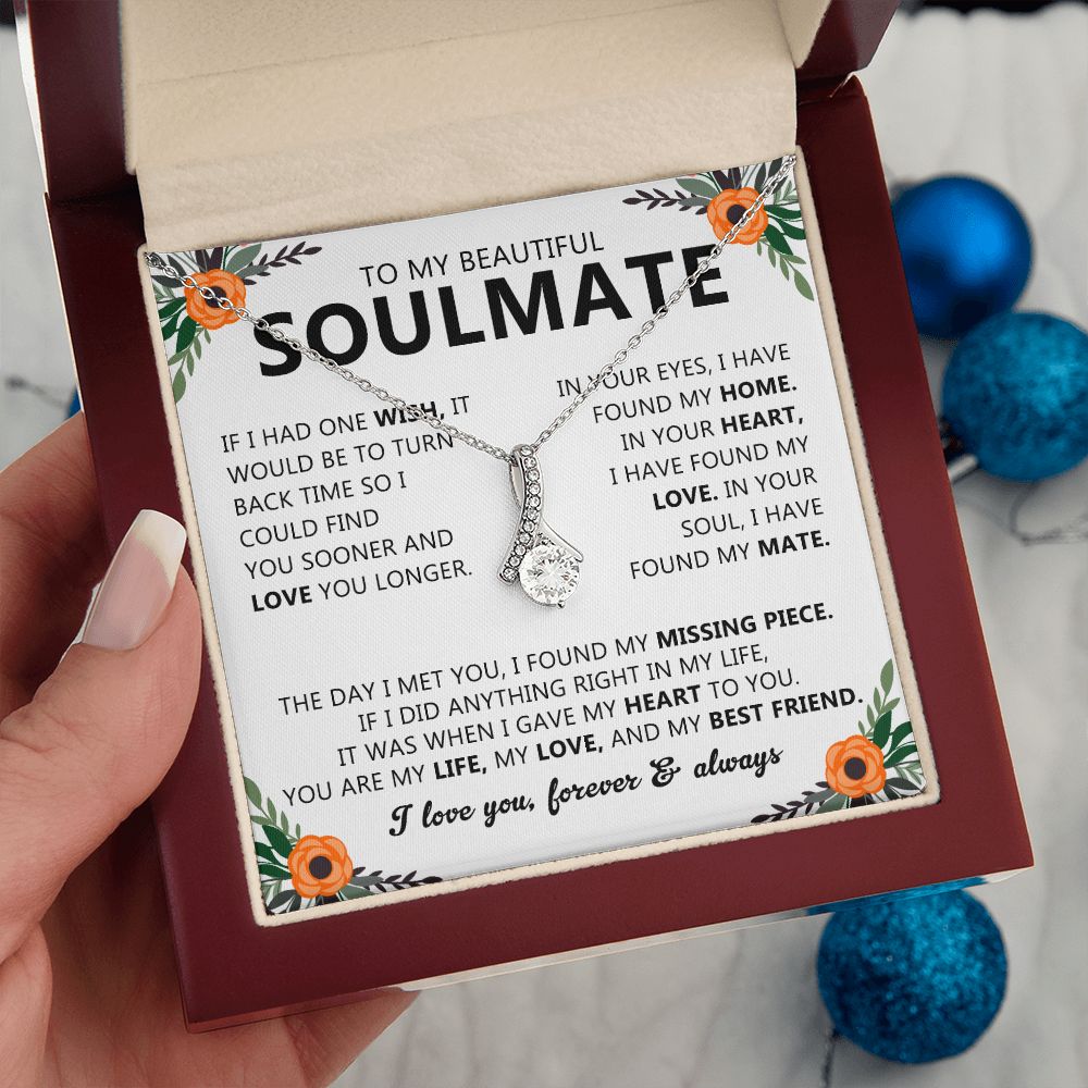 To My Beautiful Soulmate Necklace Gift for Her with Message Card and Box