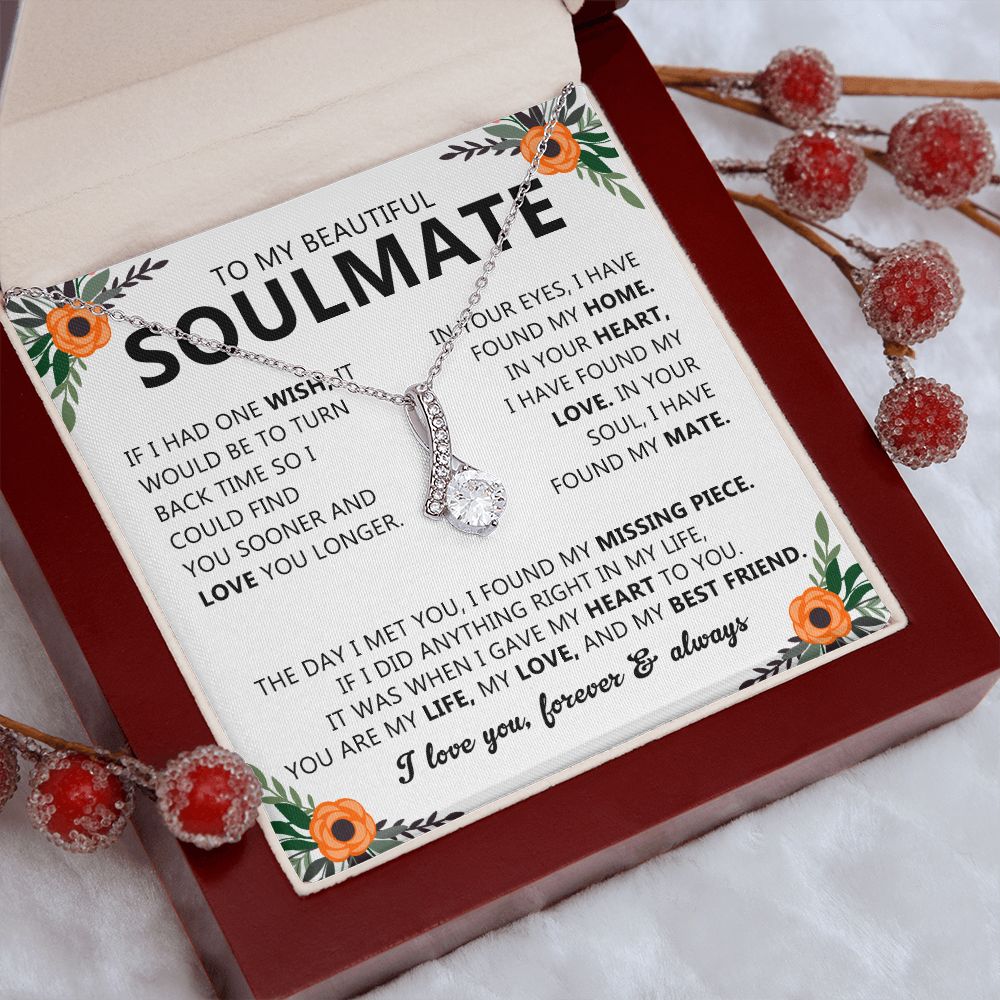 To My Beautiful Soulmate Necklace Gift for Her with Message Card and Box