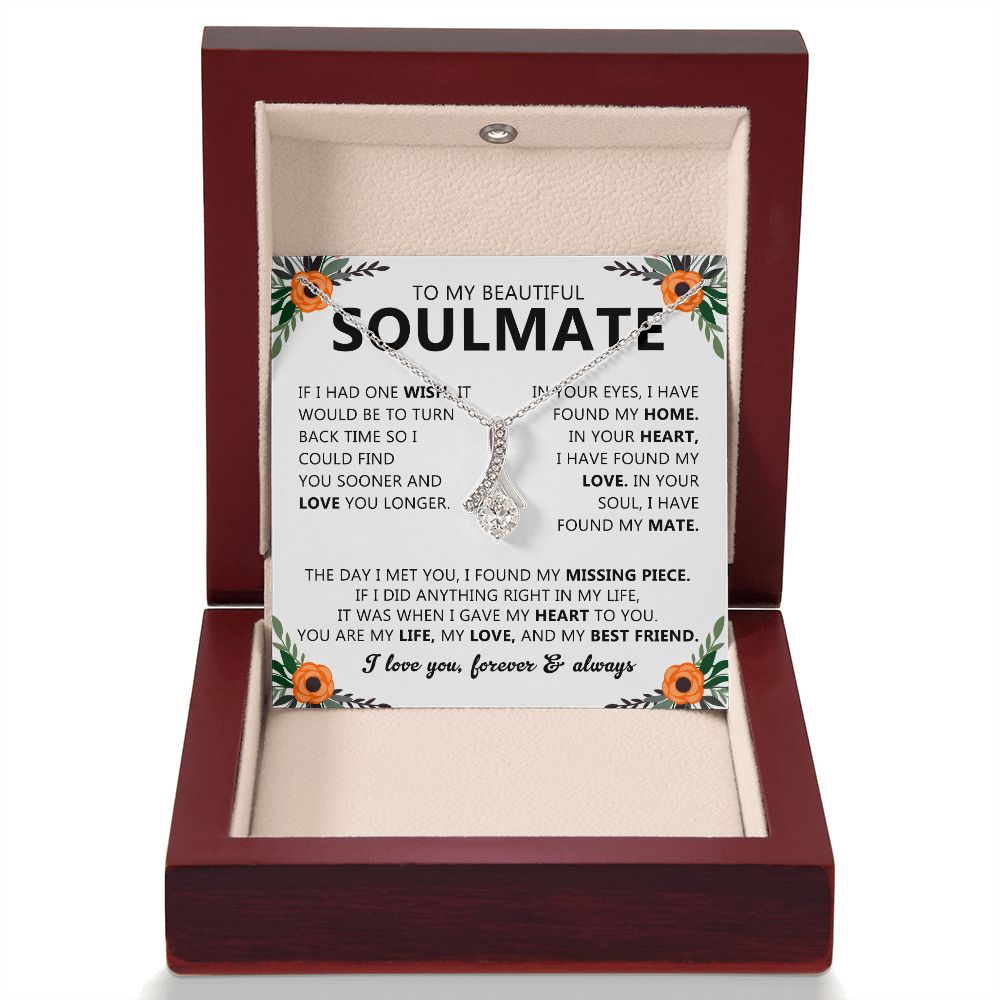 To My Beautiful Soulmate Necklace Gift for Her with Message Card and Box