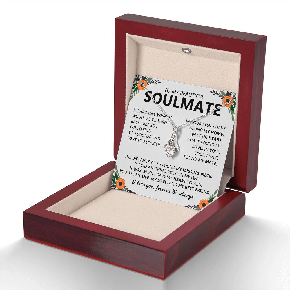 To My Beautiful Soulmate Necklace Gift for Her with Message Card and Box