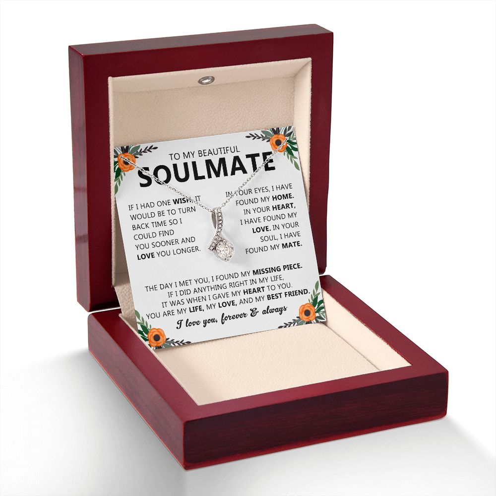 To My Beautiful Soulmate Necklace Gift for Her with Message Card and Box