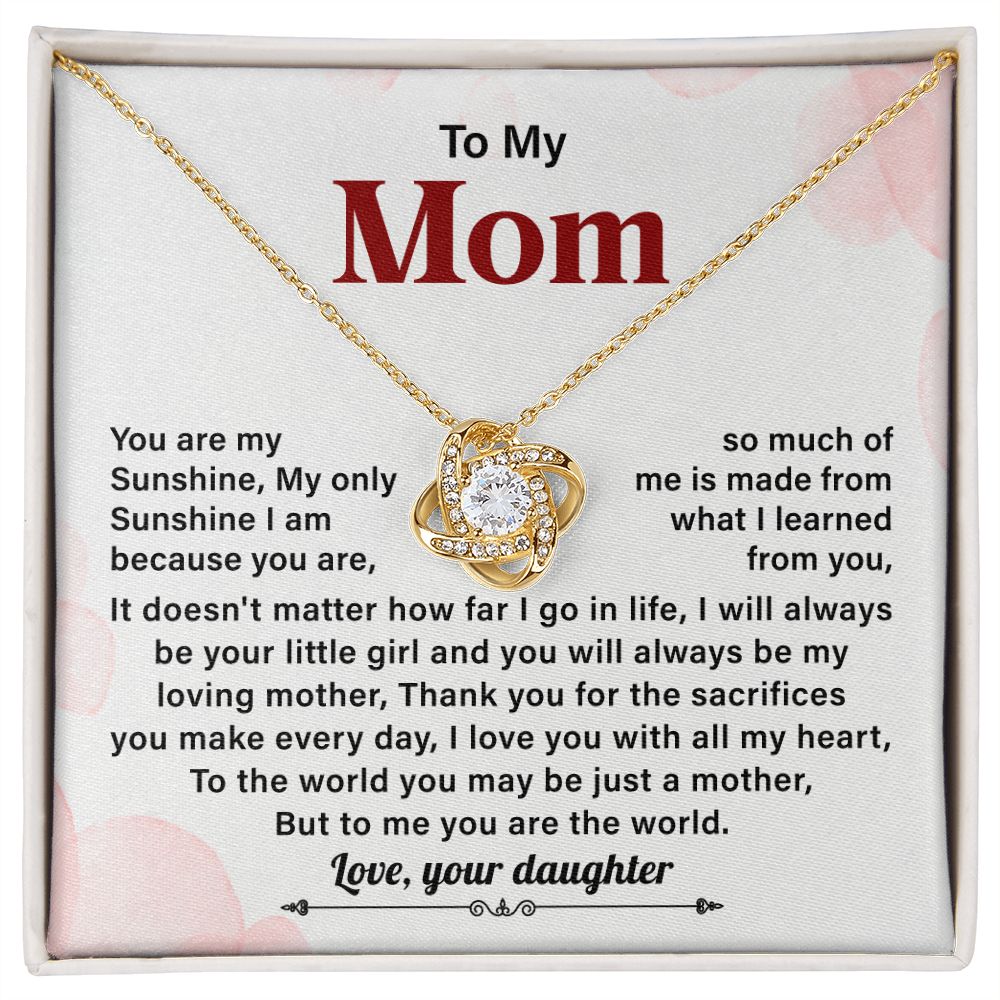 To My Mom To the World You May Be Just A Mother But To Me You Are The World Love, Your Daughter