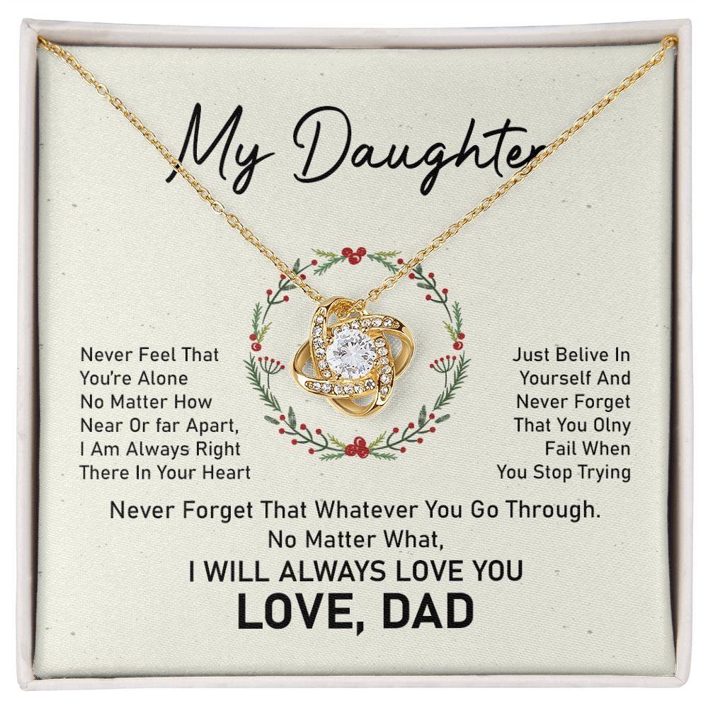 To My Beautiful Daughter Love Knot Necklace, Father and Daughter Jewelry