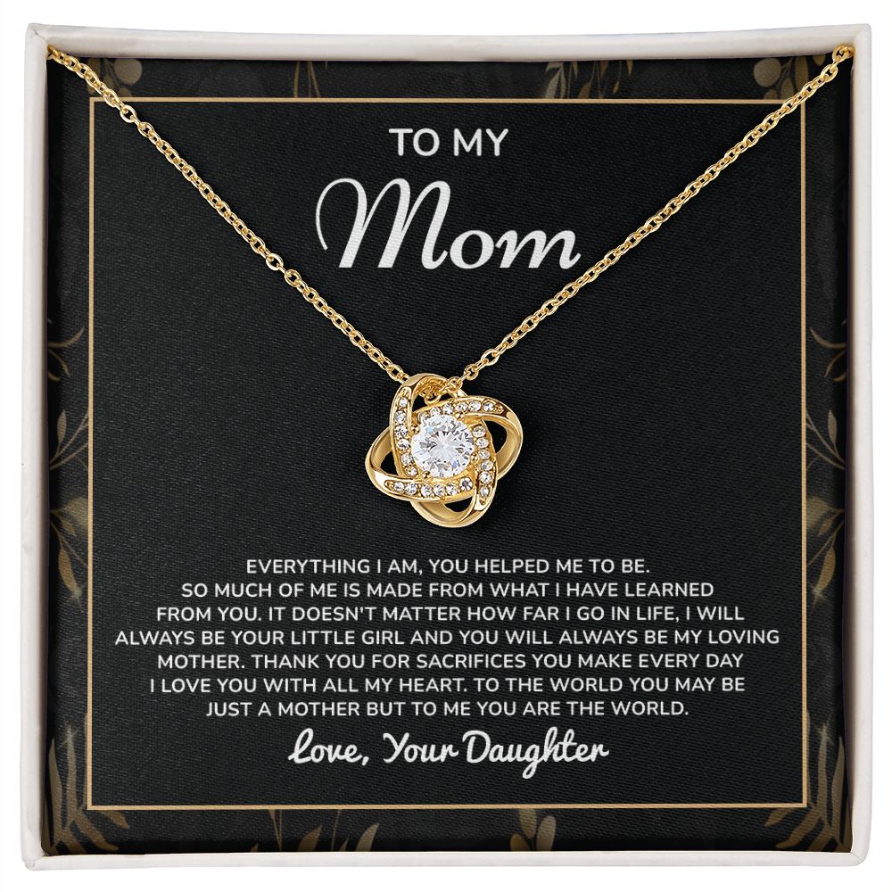 To My Mom To The World You May Be Just A Mother But To Me You Are The World . Love, Your Daughter