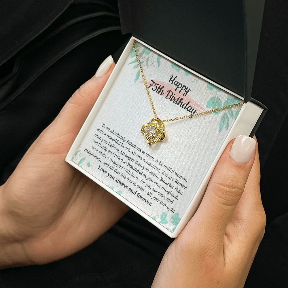 75th Birthday Necklace Gift for Woman with Heartfelt Message