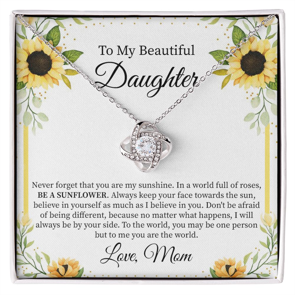 Daughter Necklace Gift from Mom with Sunflower Card