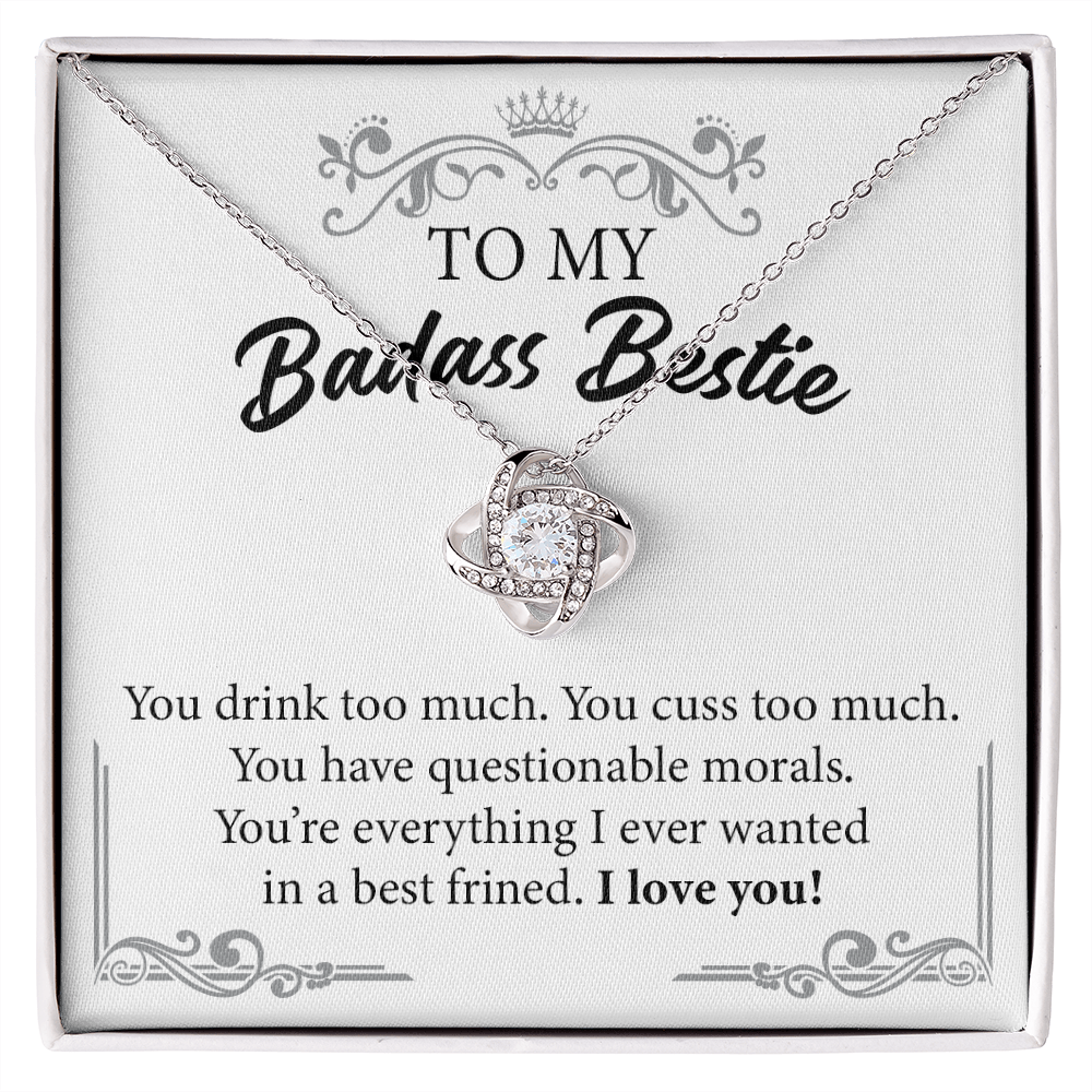 Badass Bestie Necklace Gift with Funny Message Card