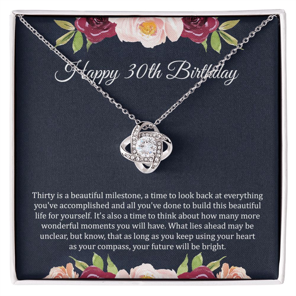30th Birthday Gift Necklace with Floral Card