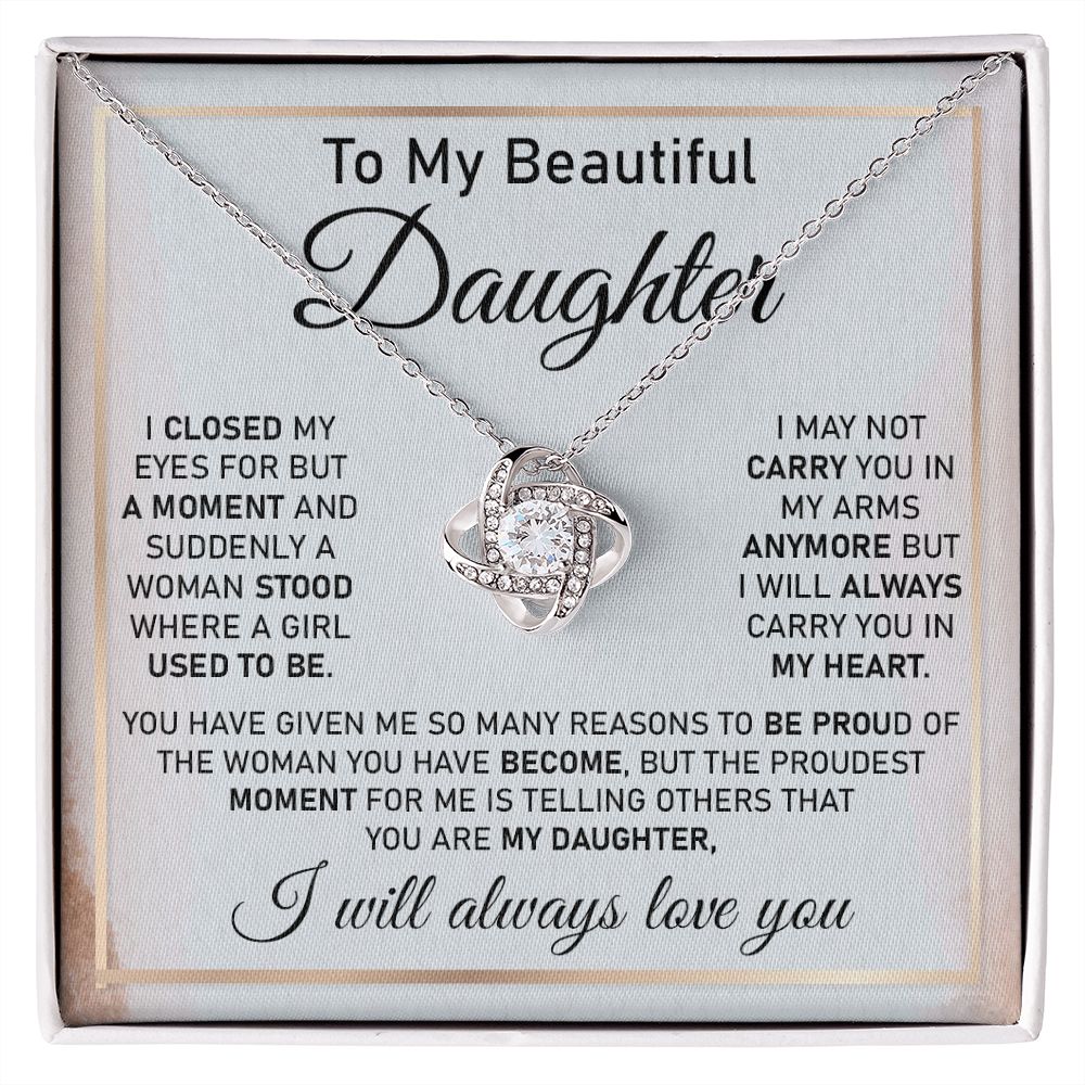 Daughter Necklace Gift with Proud Parent Message