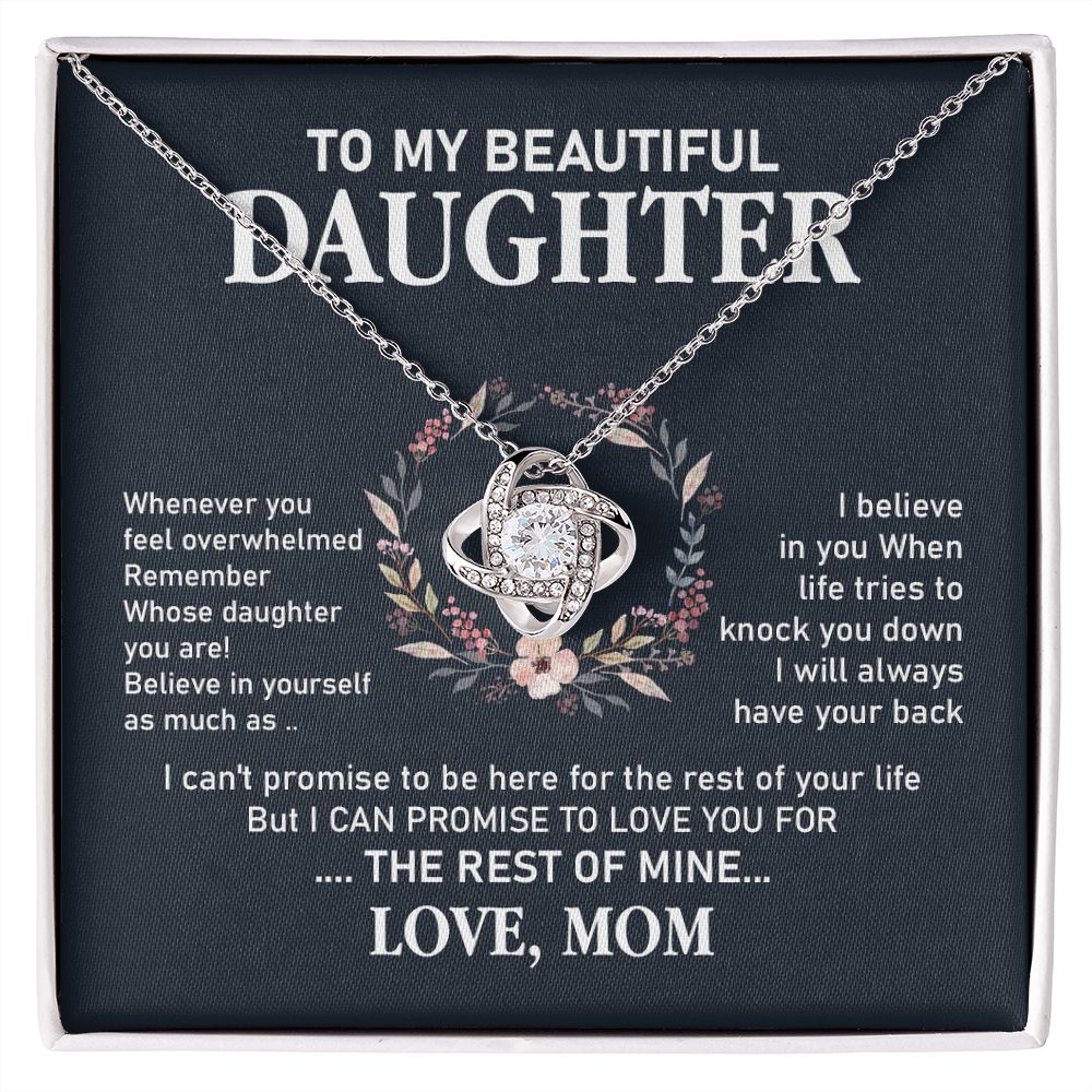 Daughter Necklace Gift from Mom with Support Message