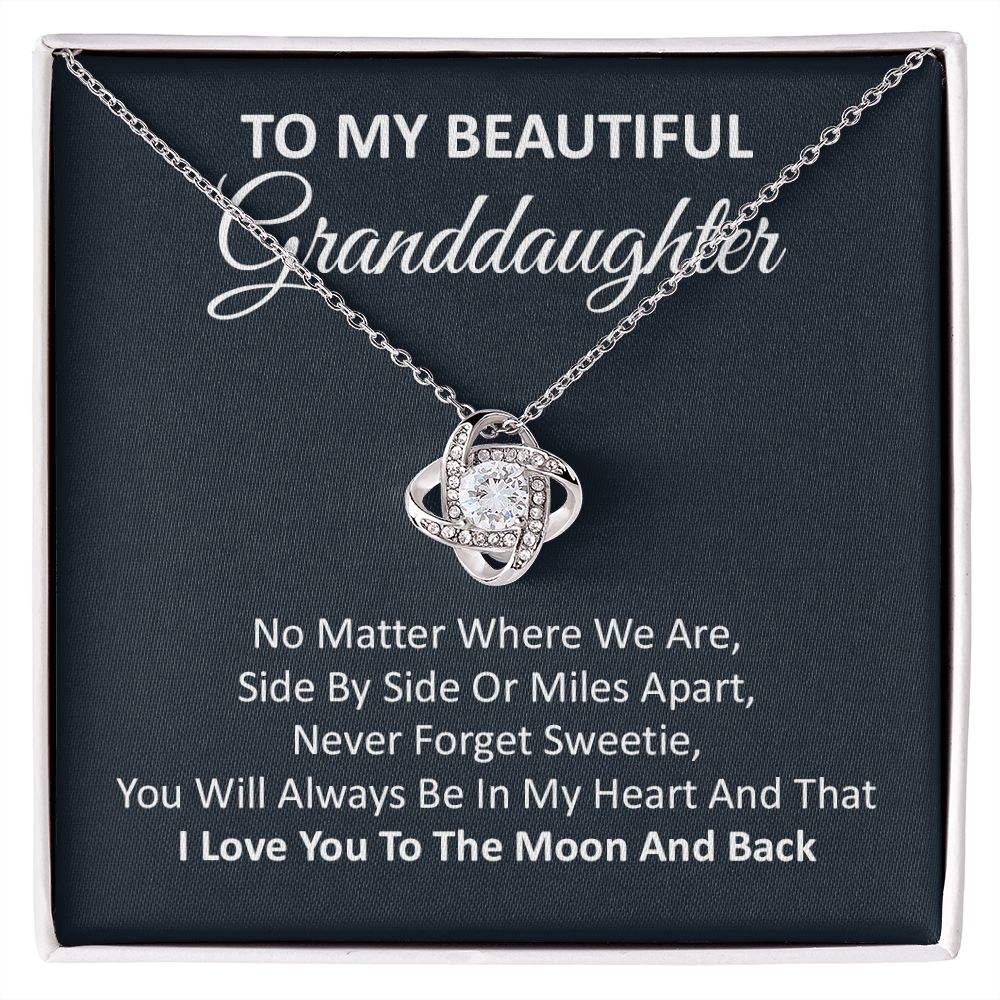 Granddaughter Necklace Gift with Moon and Back Quote
