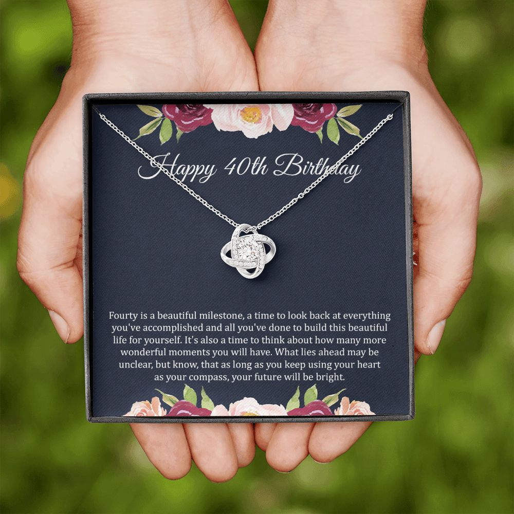 40th Birthday Necklace with Floral Gift Insert