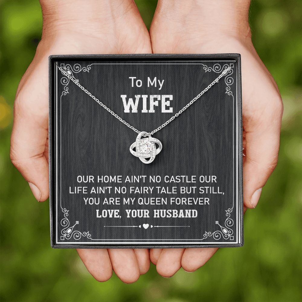 Wife Necklace Gift from Husband with Heartfelt Queen Message Card