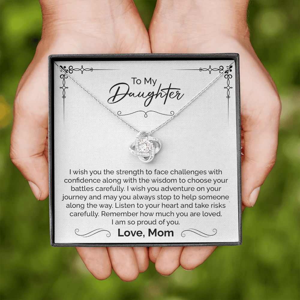 Daughter Necklace from Mom with Message of Strength