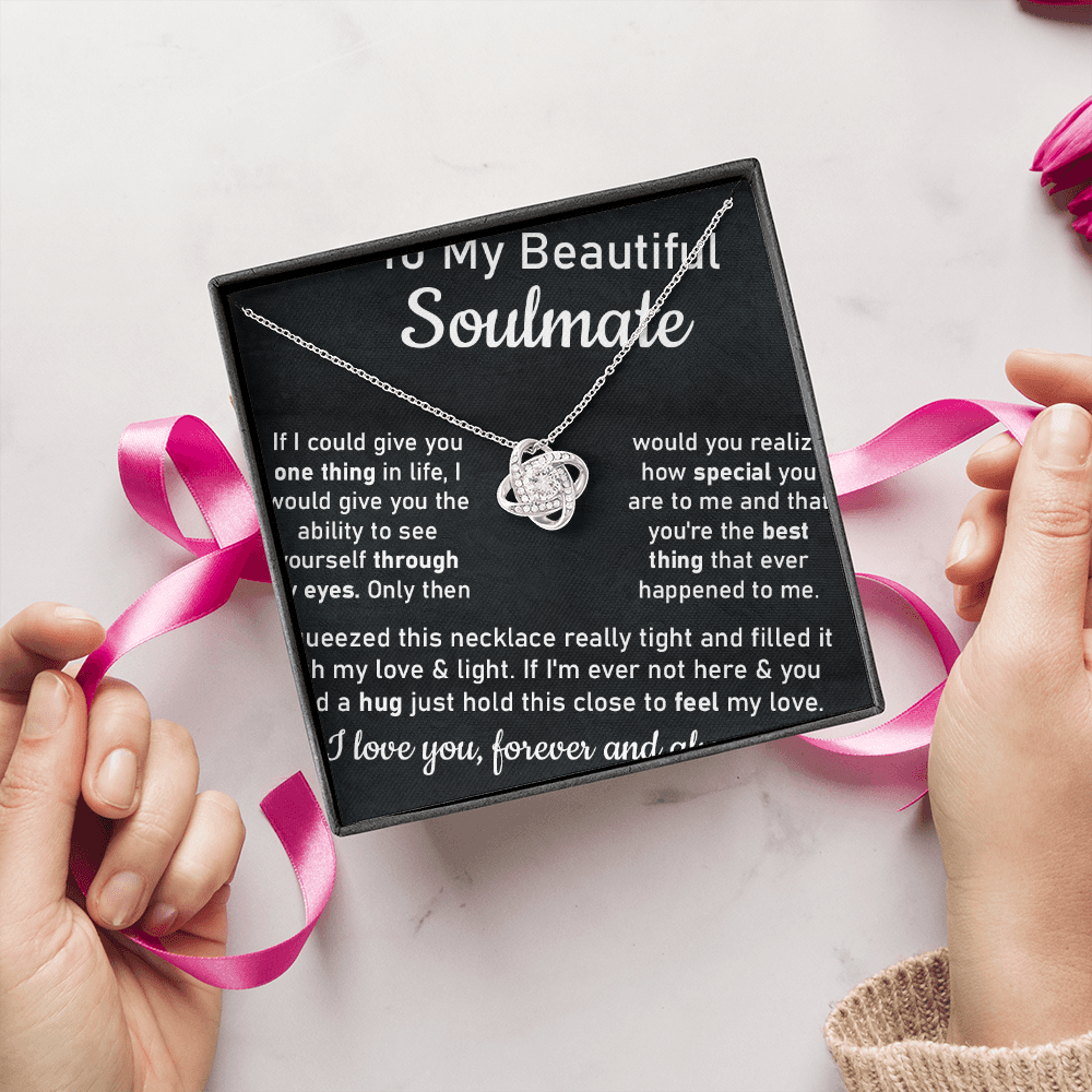 Soulmate Necklace Gift for Her with Message Card