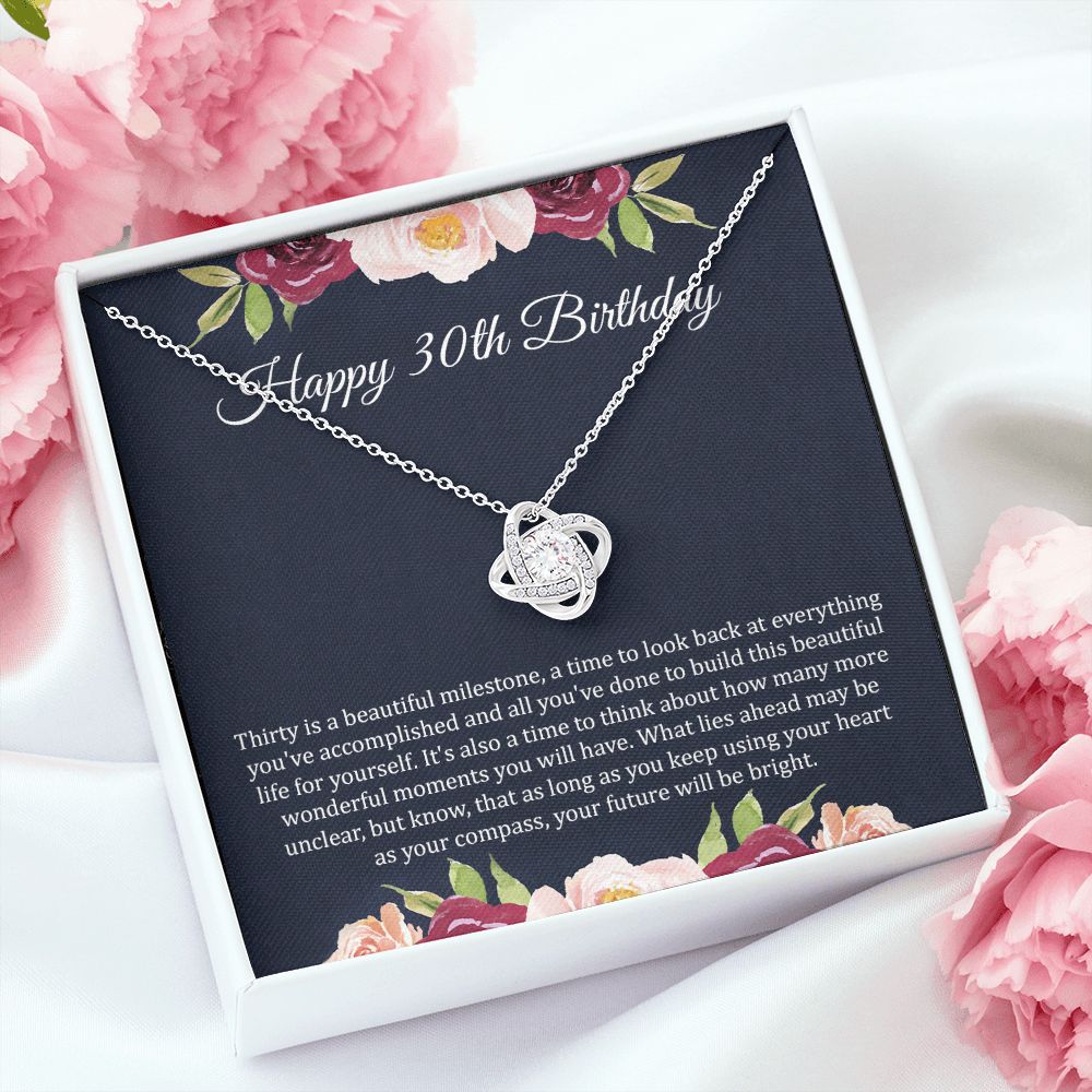 30th Birthday Gift Necklace with Floral Card
