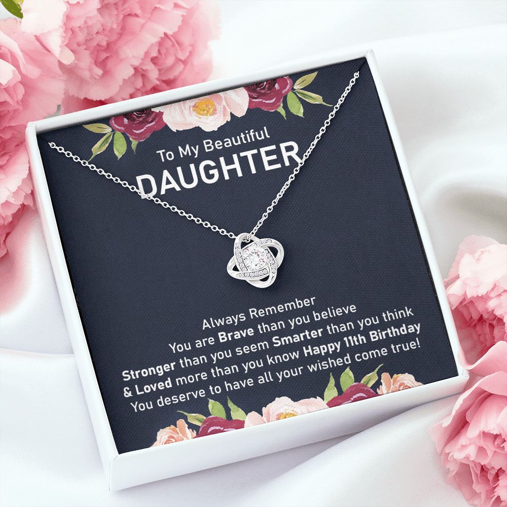 11th Birthday Necklace Gift for Daughter With Message Card
