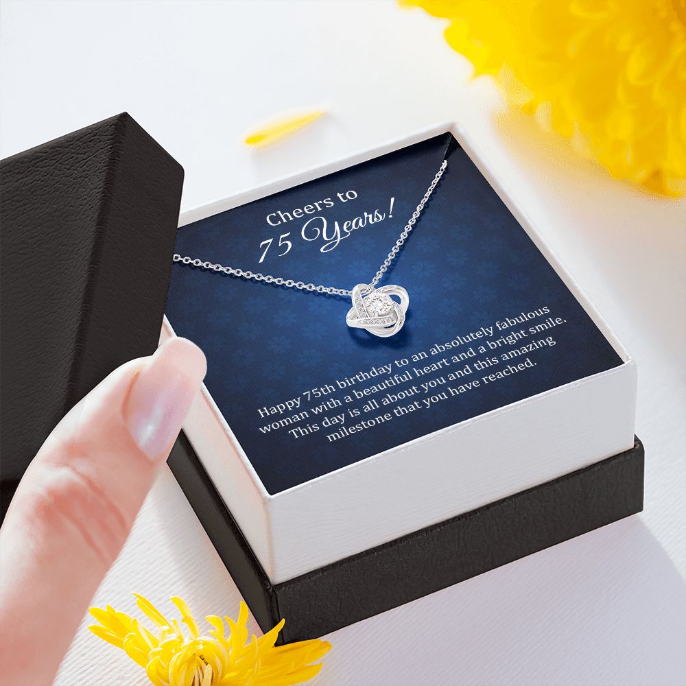 75th Birthday Necklace Gift with Message Card