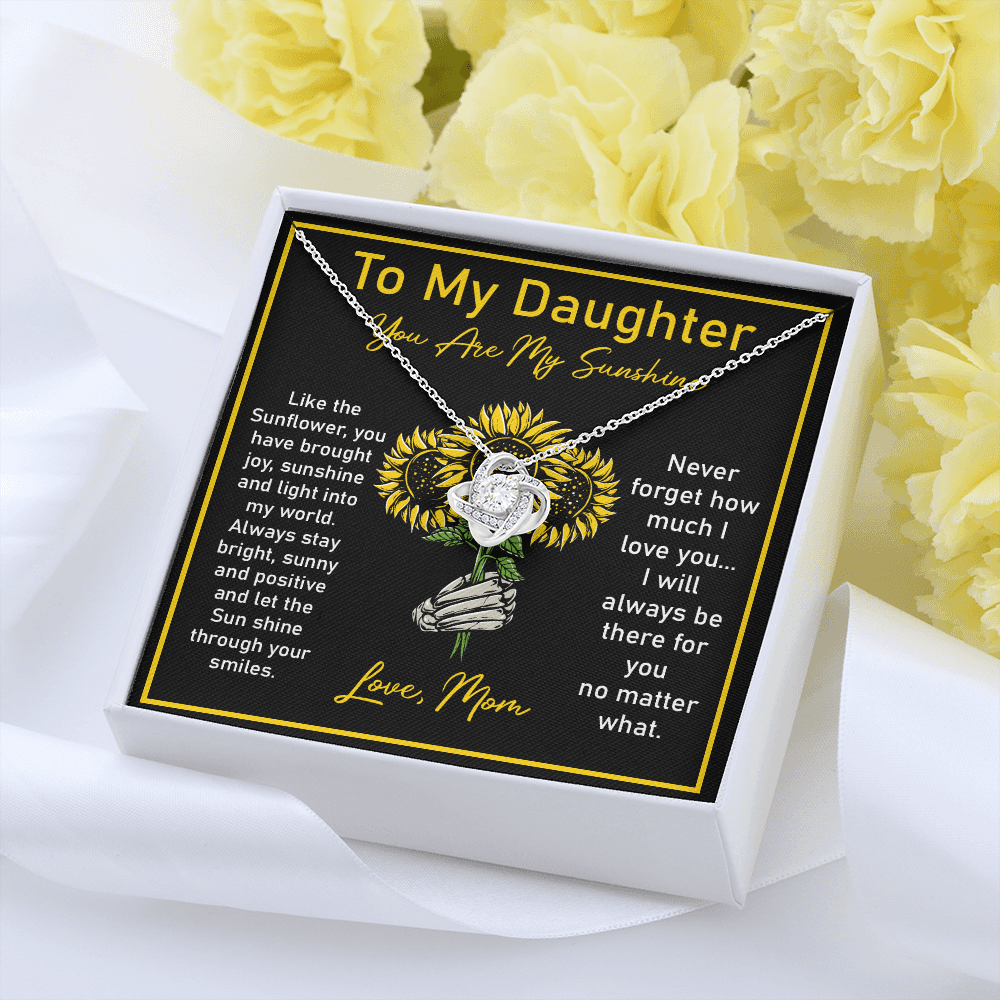 Daughter Necklace Gift from Mom with Sunflower Note