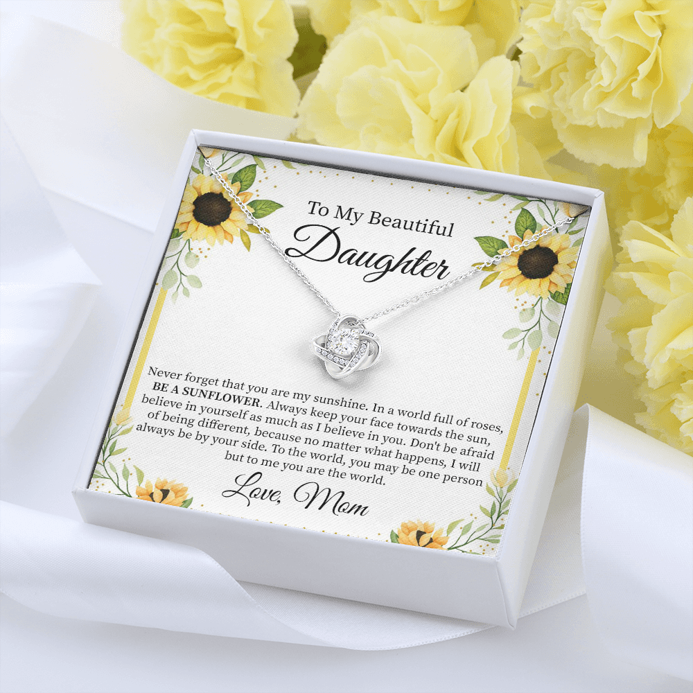 Daughter Necklace Gift from Mom with Sunflower Card