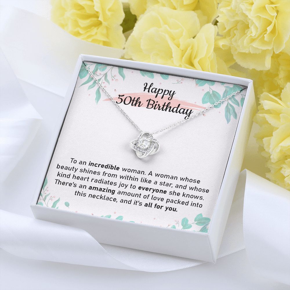50th Birthday Necklace Gift for Her with Card