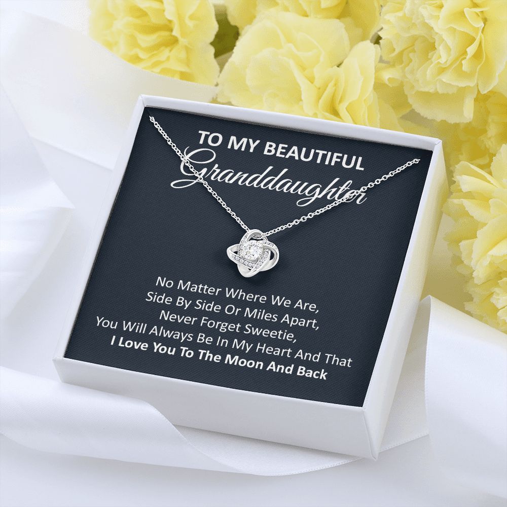 Granddaughter Necklace Gift with Moon and Back Quote
