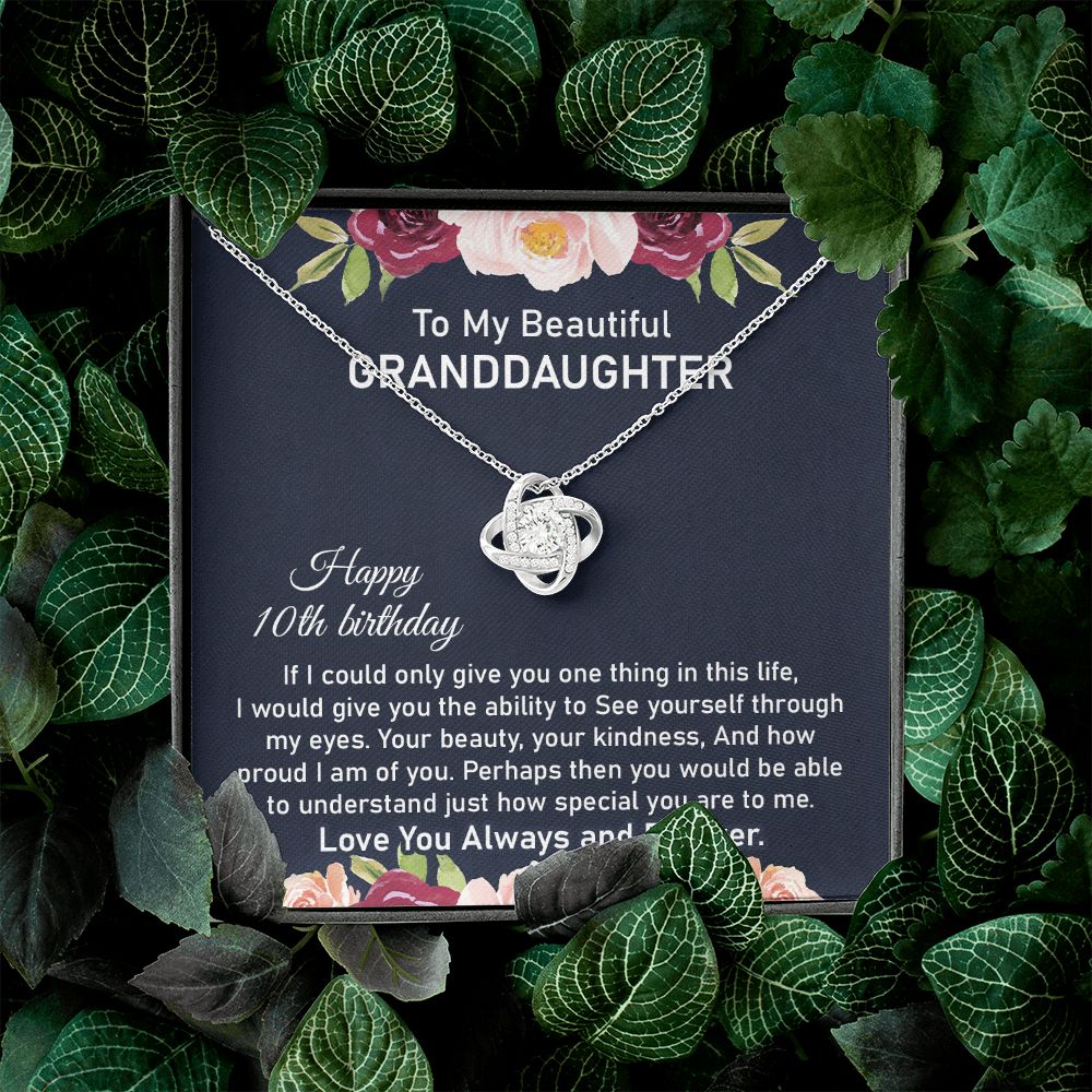 10th Birthday Necklace for Granddaughter With Message Card