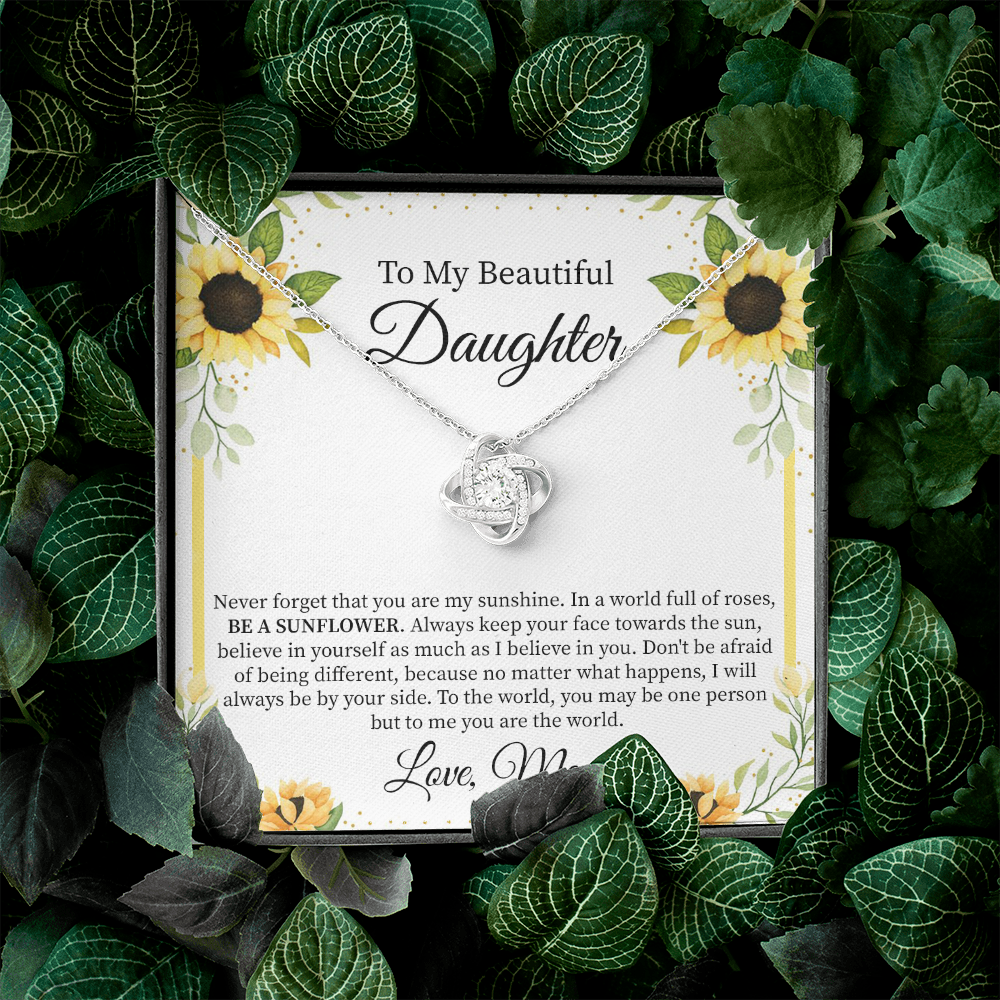 Daughter Necklace Gift from Mom with Sunflower Card