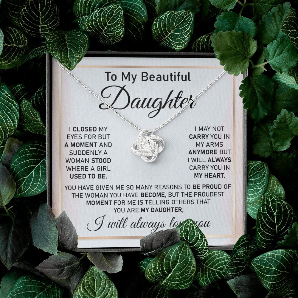 Daughter Necklace Gift with Proud Parent Message