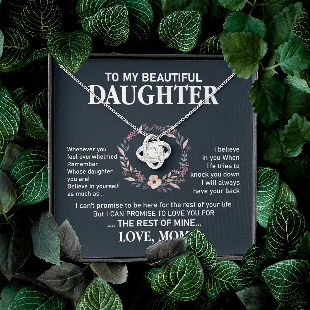 Daughter Necklace Gift from Mom with Support Message