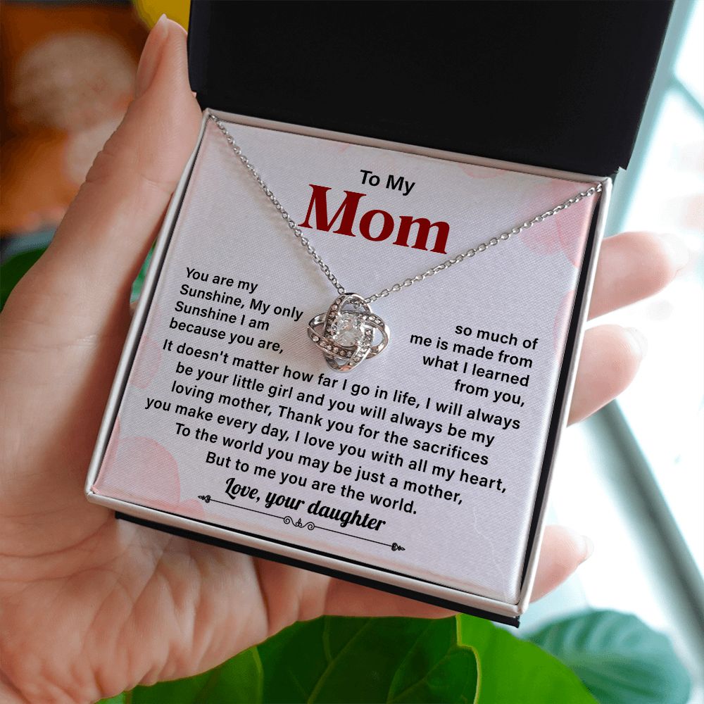 To My Mom To the World You May Be Just A Mother But To Me You Are The World Love, Your Daughter