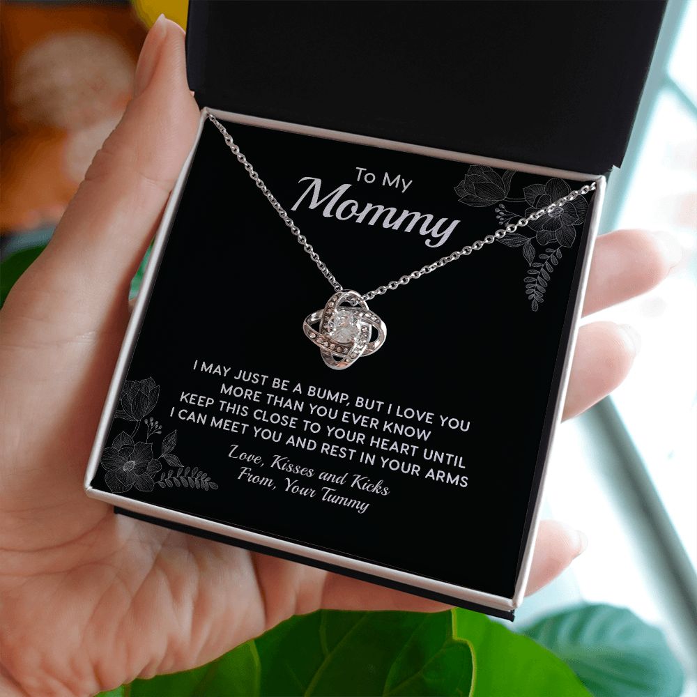 To My Mommy Message Sentimental Mother’s Day Gift from Unborn Baby, Pregnancy Necklace Gift for Mom