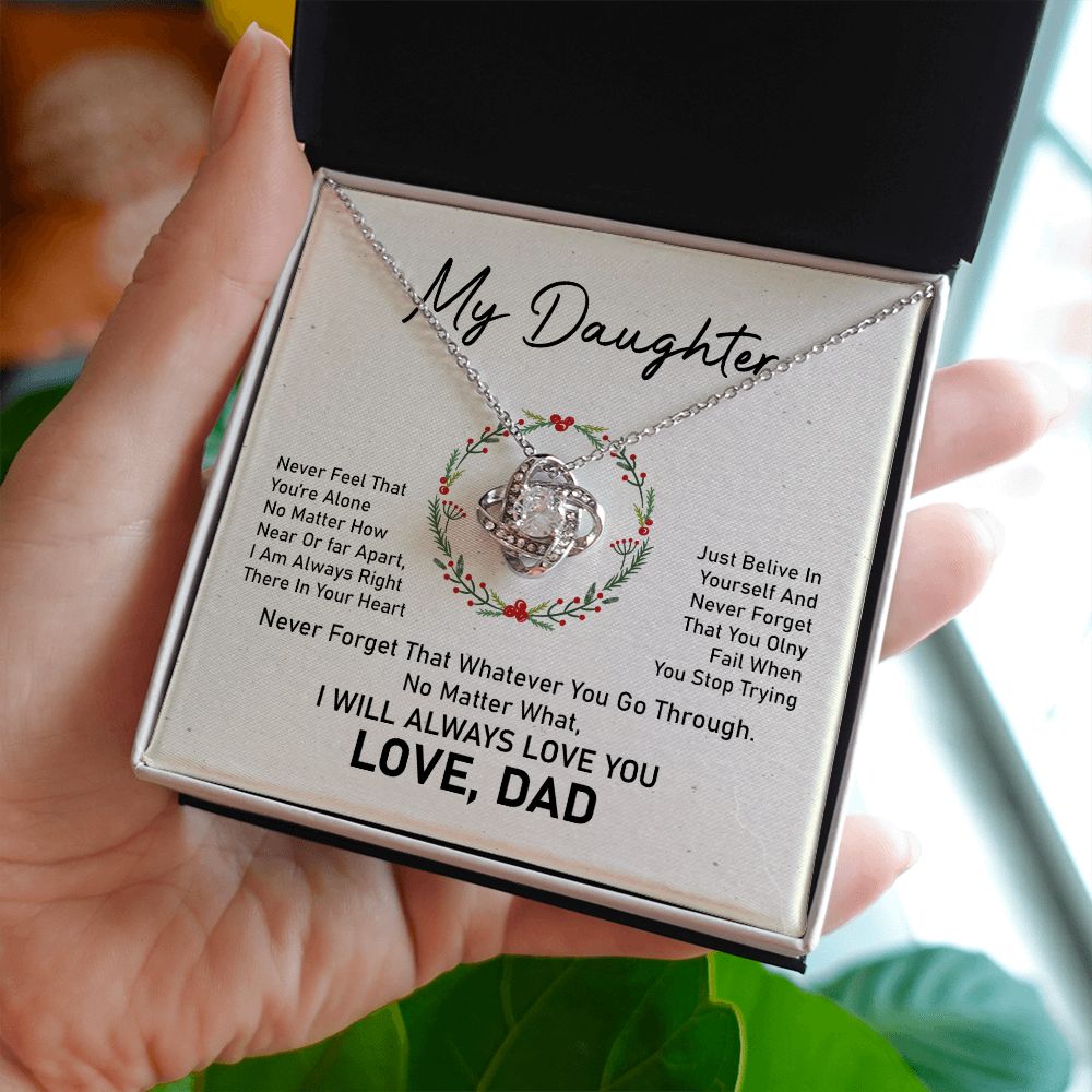 To My Beautiful Daughter Love Knot Necklace, Father and Daughter Jewelry