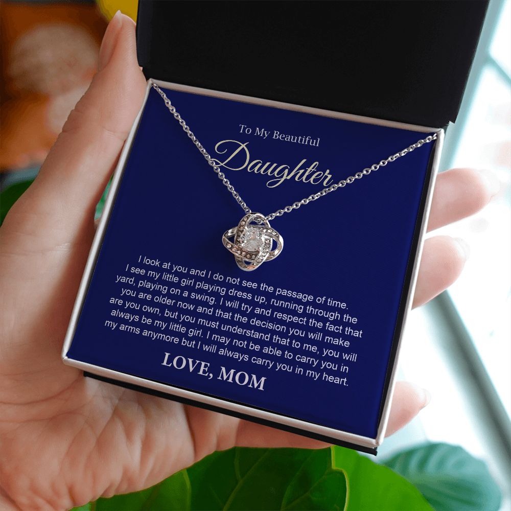 To My Daughter Necklace Gift from Mom with Keepsake Note