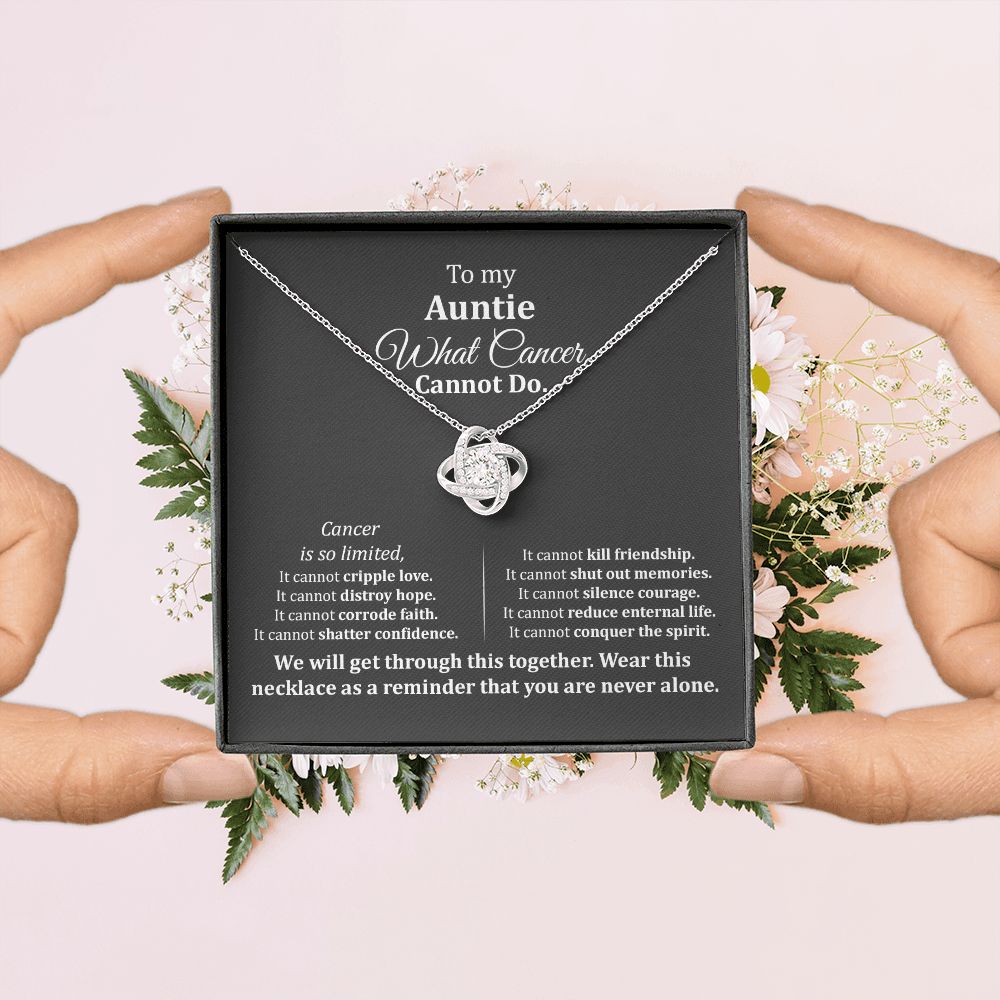 Auntie Cancer Support Necklace with Gift Note