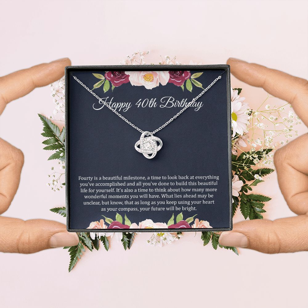 40th Birthday Necklace with Floral Gift Insert