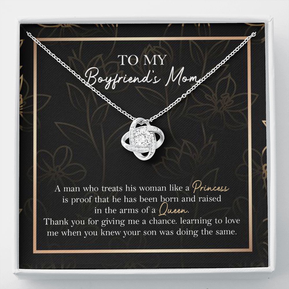 Boyfriend’s Mom Necklace Gift from Girlfriend with Heartfelt Message Card