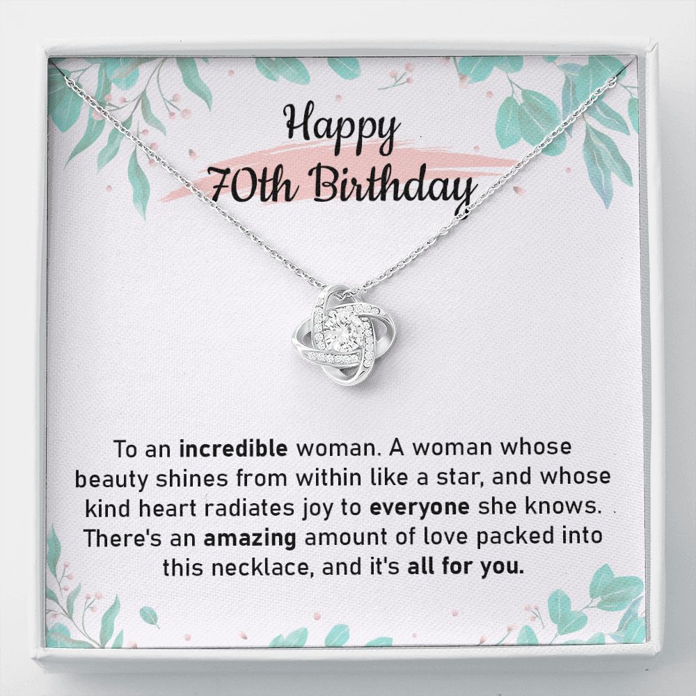 70th Birthday Necklace Gift for Her with Card