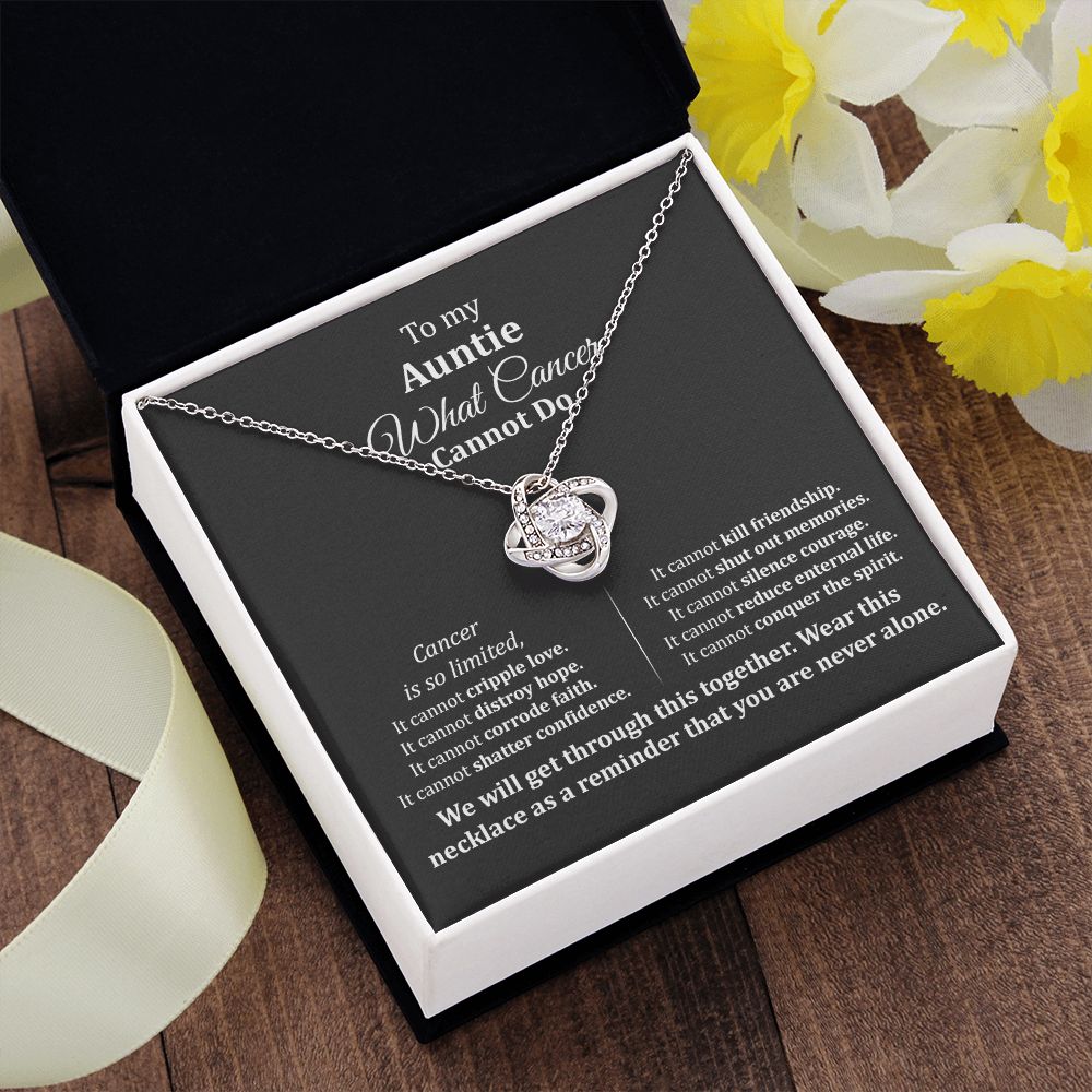Auntie Cancer Support Necklace with Gift Note