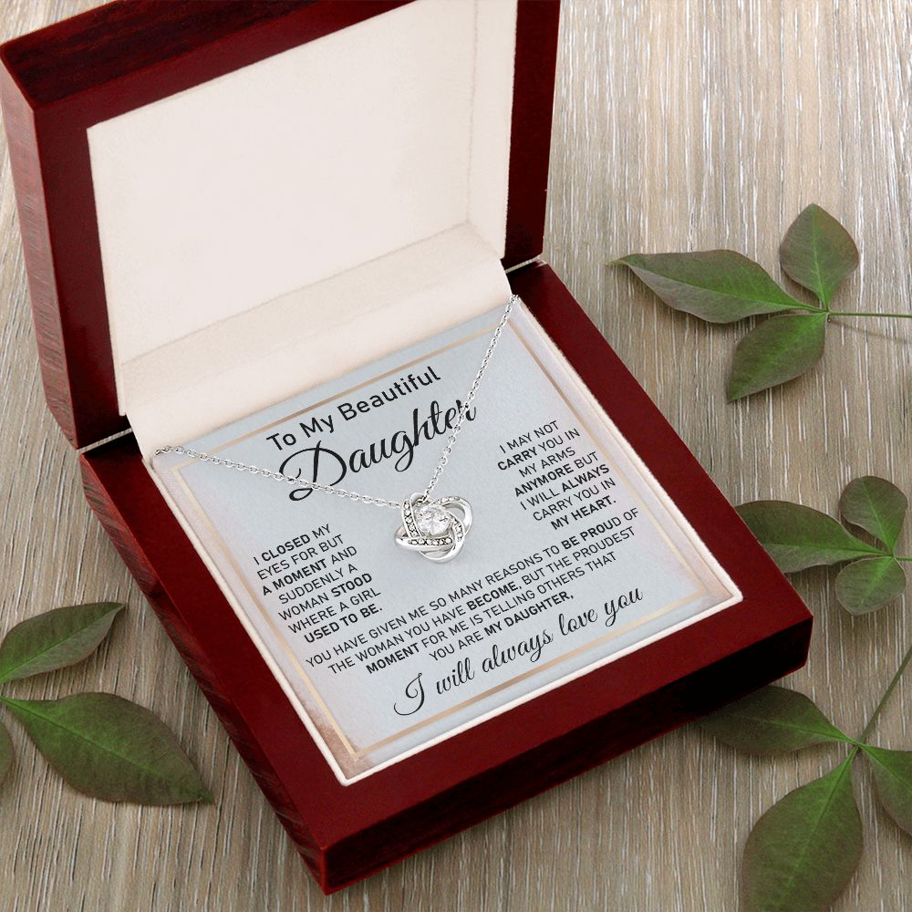 Daughter Necklace Gift with Proud Parent Message