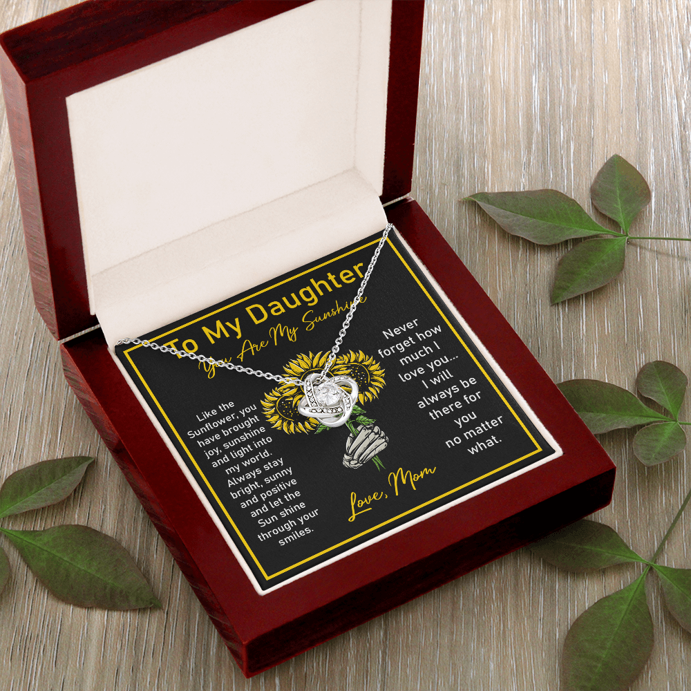 Daughter Necklace Gift from Mom with Sunflower Note
