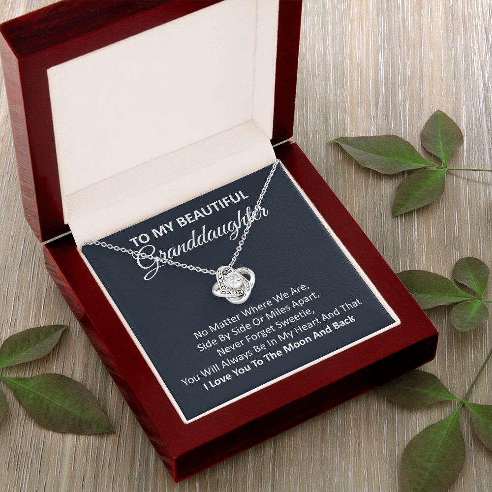 Granddaughter Necklace Gift with Moon and Back Quote
