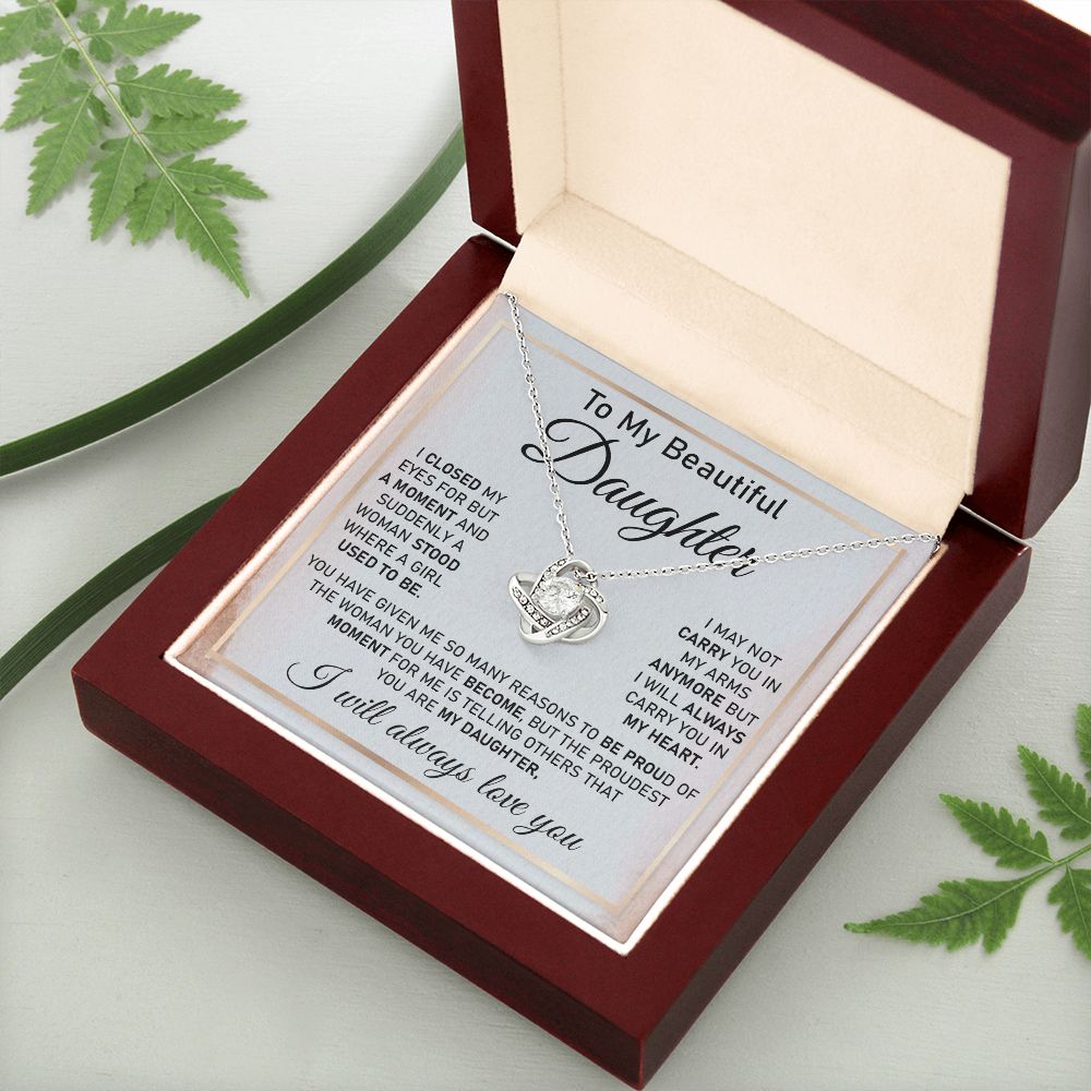 Daughter Necklace Gift with Proud Parent Message