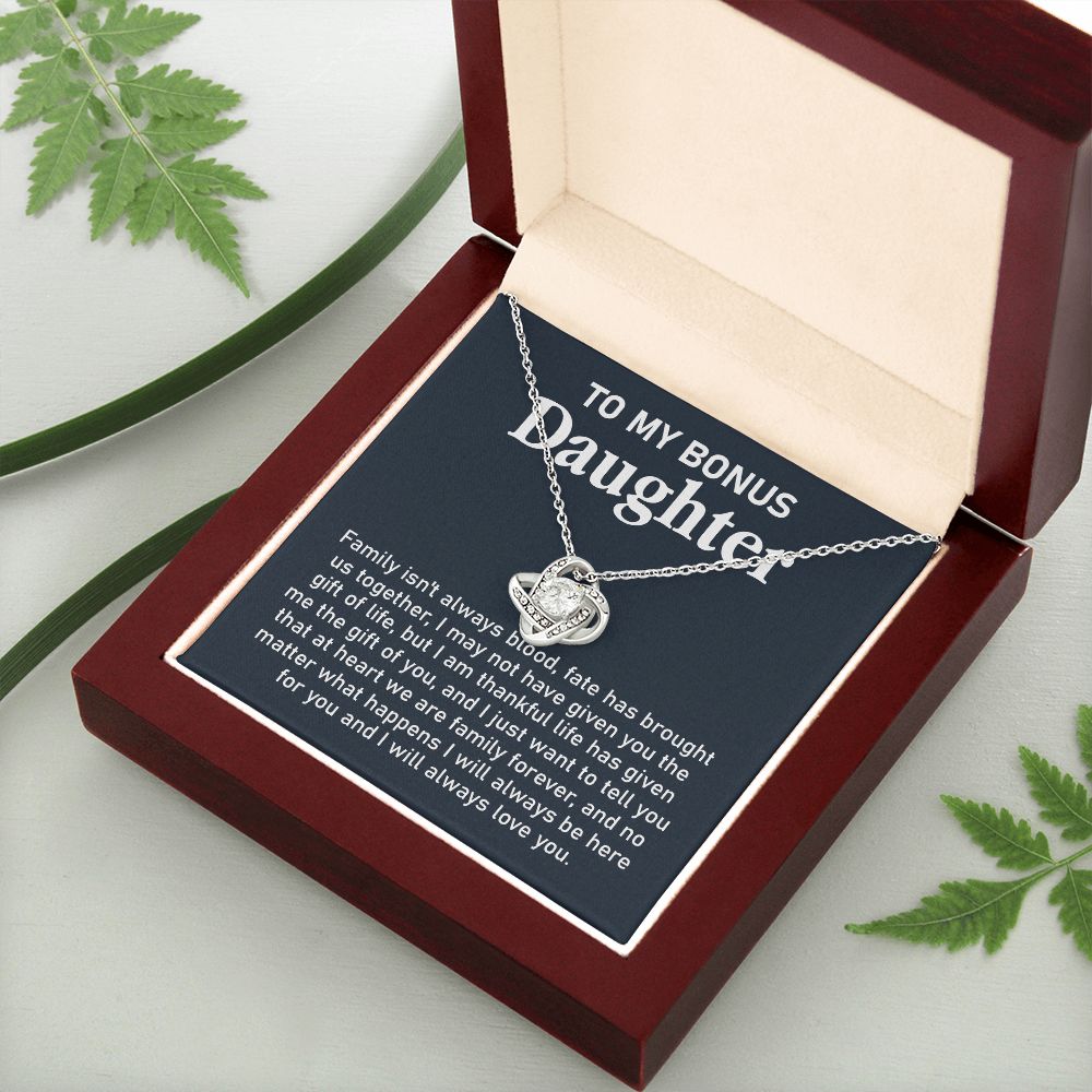 Bonus Daughter Necklace Gift with Family Forever Note