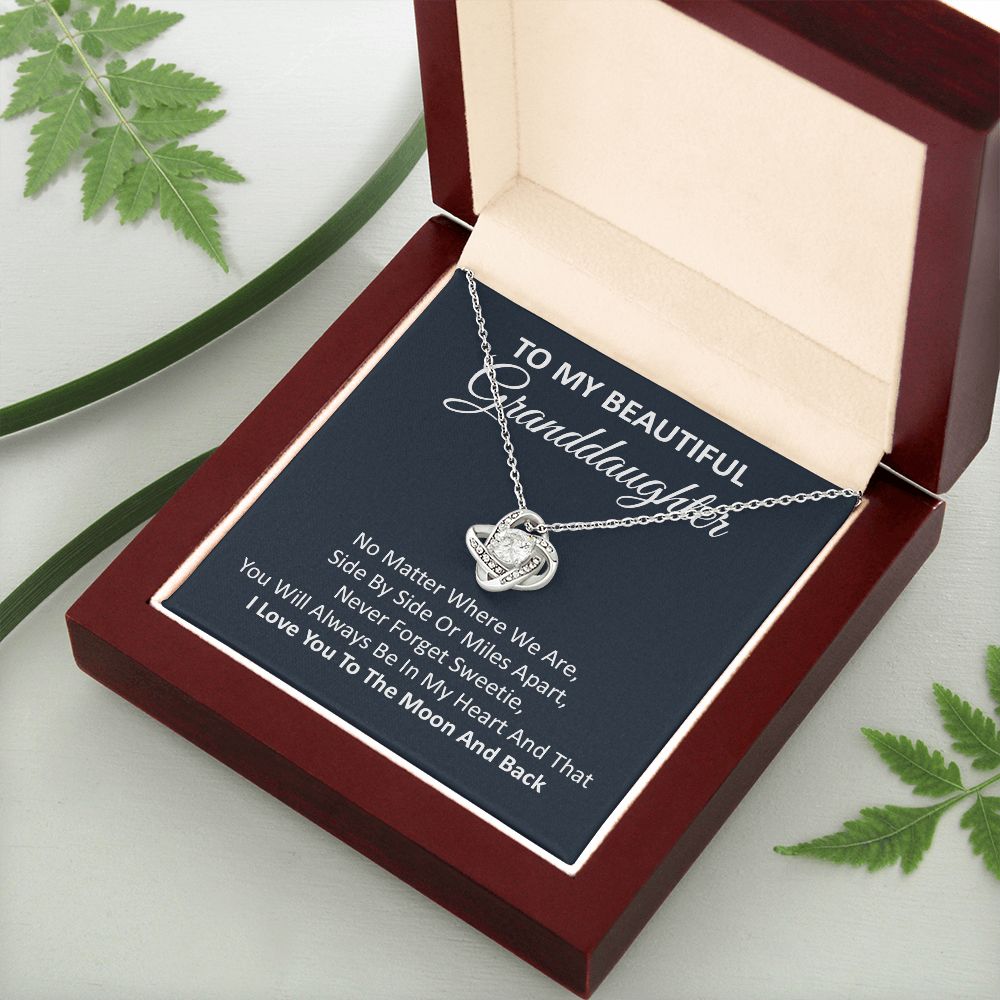 Granddaughter Necklace Gift with Moon and Back Quote