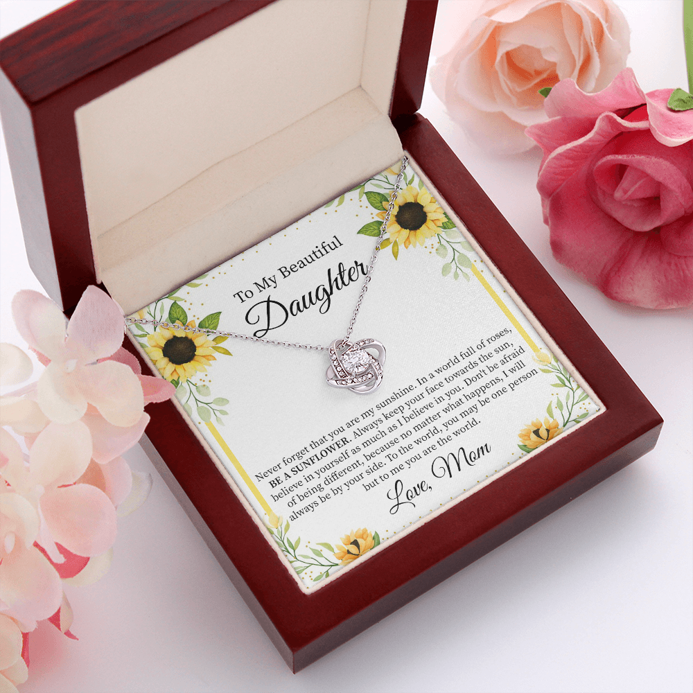 Daughter Necklace Gift from Mom with Sunflower Card