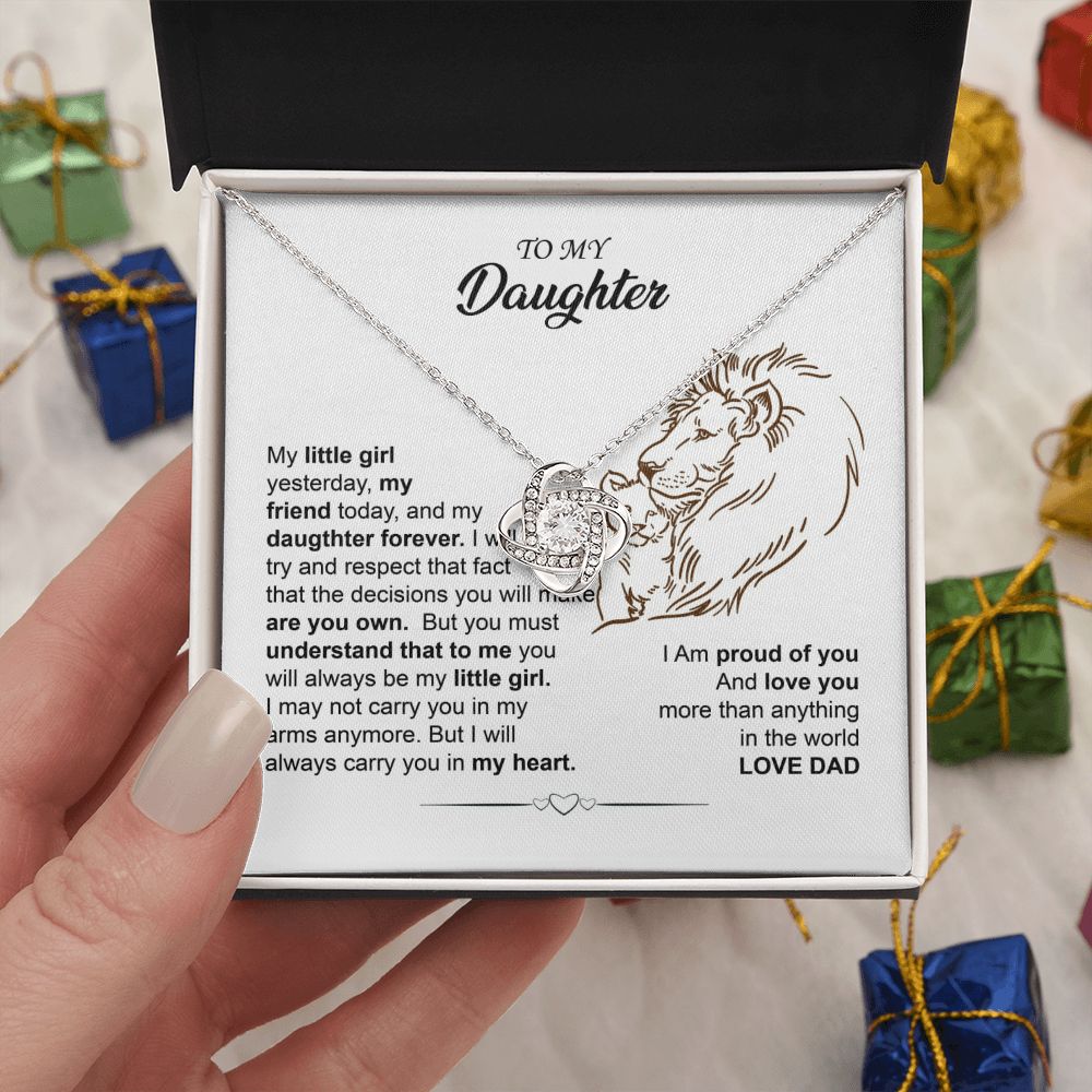 Dad to Daughter Lion Heart Necklace Gift